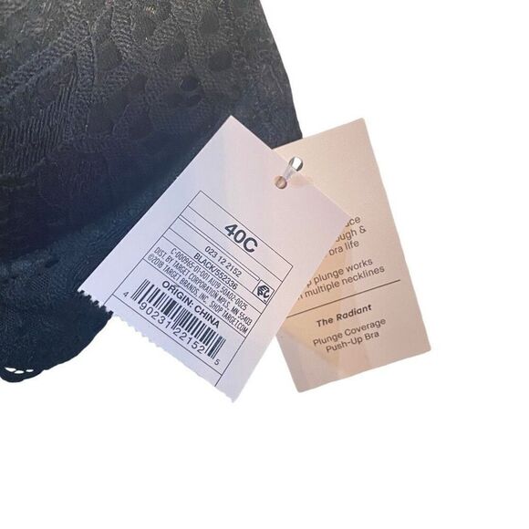 Auden NWT black size 40C the Radiant plunge cover push up bra black lace - Picture 3 of 5